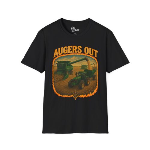 Augers Out Farming T-Shirt — Vintage Combine Harvester Graphic Tee